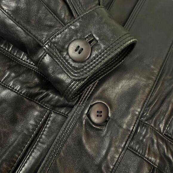 1980's Designer Men's black lamb leather jacket by COLLEZIONESA MAPPE MONDE - Picture 14 of 16